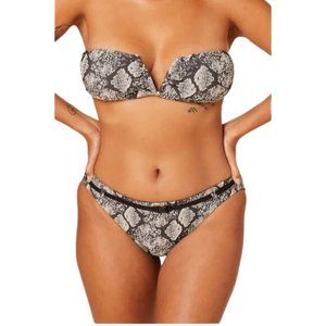 Andie Swim The Riviera Belted Bikini Bottom Snake Print Black White Size Medium